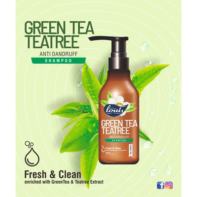 Louis Herbals Green Tea Teatree Anti Dandruff Shampoo 300ml 
