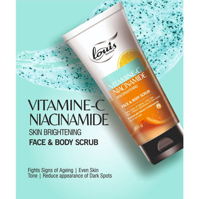  Louis Herbals Vitamin C Niacinamide Skin Brightening Face & Body Scrub 200gm