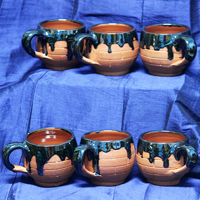  BS Decor Terracotta Ceremic Clay Tea Cup Set Of 6