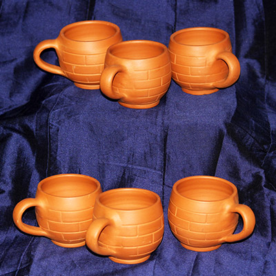 BS Decor Terracotta Natural Clay Brick Designed Tea Cup Set Of 6