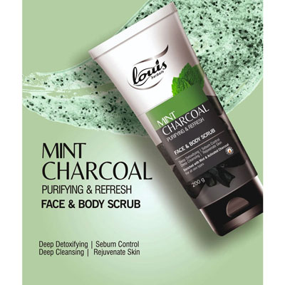 Louis Herbals Mint Charcoal Purifying And Refresh Face And Body Scrub 200gm